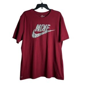 Nike XXL The Nike Tee Burgundy T-shirt Top Sunflower Seeds Swoosh Dri Fit